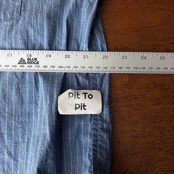 Chubbies‎ Men’s L Blue Green Striped Long Sleeve Button Down Shirt Casual Preppy - Picture 6 of 9